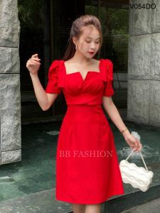 Đầm Dạo Phố & Công Sở V054 - Đỏ - Đỏ