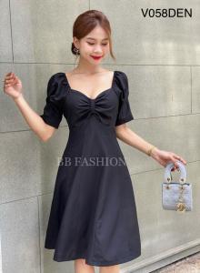 Đầm Đạo Phố & Công Sở V058 - Đen - Đen